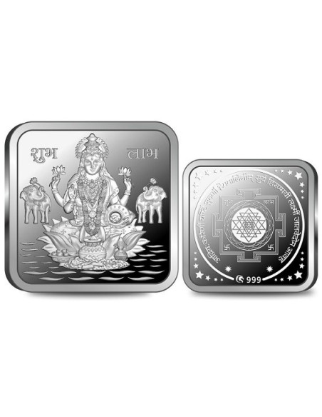 Omkar Mint Square Lakshmi Silver Coin Of 10 Grams in 999 Purity Fineness