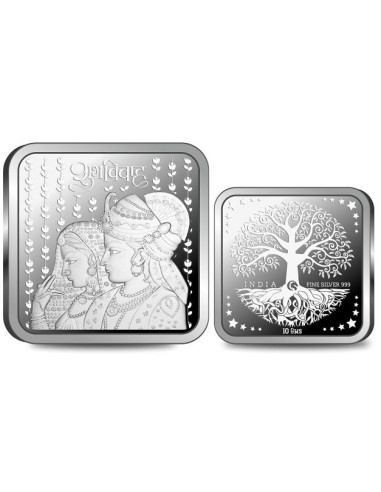 Omkar Mint Square Shubh Vivah Silver Coin Of 10 Grams in 999 Purity Fineness