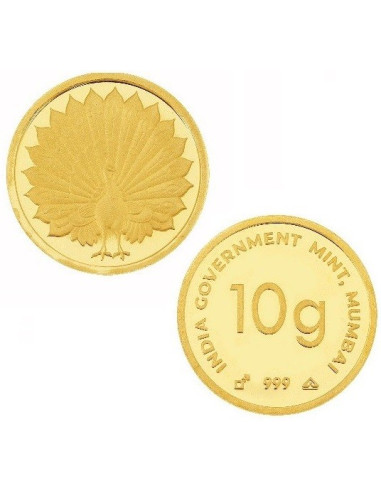 India Govt. Mint  Peacock Design Indian Gold Coin Of 10 grams in 999 purity Fineness