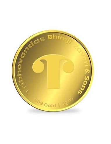 Tribhovandas Bhimji Zaveri & Sons Gold Coin Of 10 Gram 24Kt Gold 999 Purity Fineness