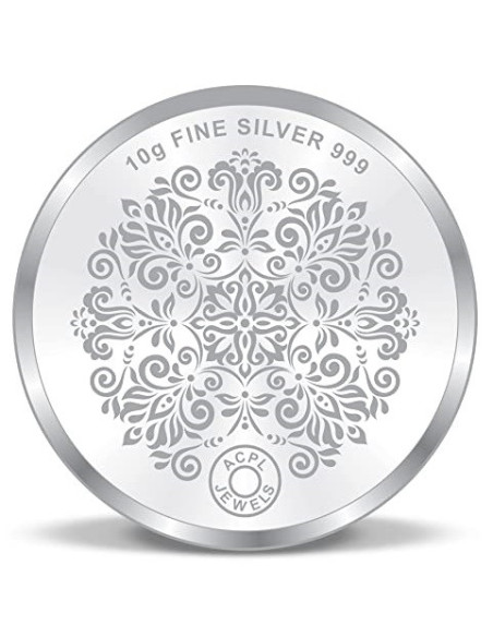 ACPL Color Lakshmi Ganesh BIS Hallmarked Silver Coin Of 10 Gram in 999 Purity / Fineness