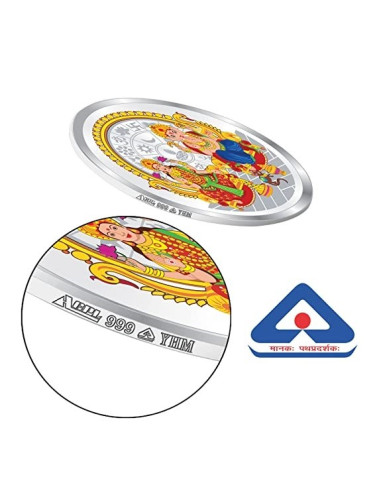 ACPL Color Lakshmi Ganesh BIS Hallmarked Silver Coin Of 10 Gram in 999 Purity / Fineness