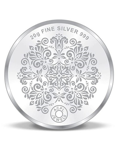 ACPL Color Lakshmi Ganesh BIS Hallmarked Silver Coin Of 20 Gram in 999 Purity / Fineness
