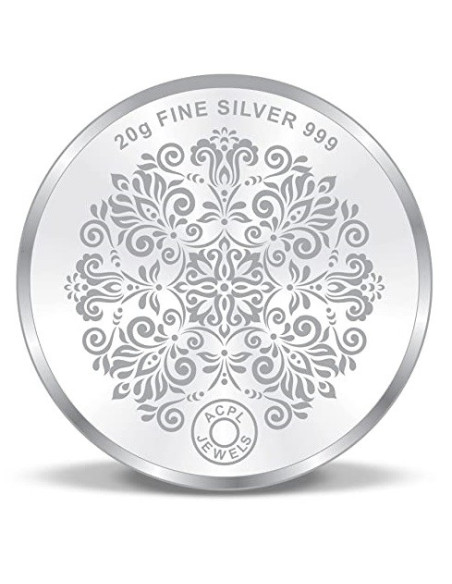 ACPL Color Lakshmi Ganesh BIS Hallmarked Silver Coin Of 20 Gram in 999 Purity / Fineness