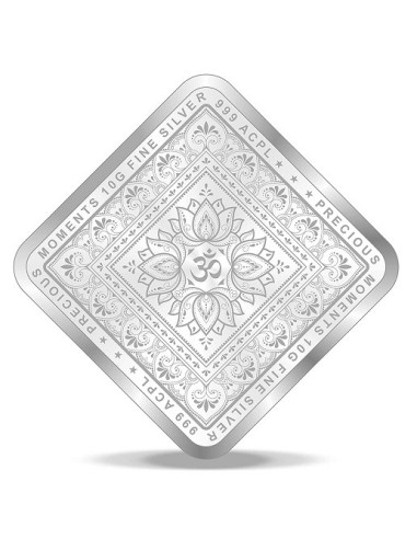 ACPL BIS Hallmarked Diamond Shape Om DesignSilver Coin Of 10 Gram in 999 Purity / Fineness