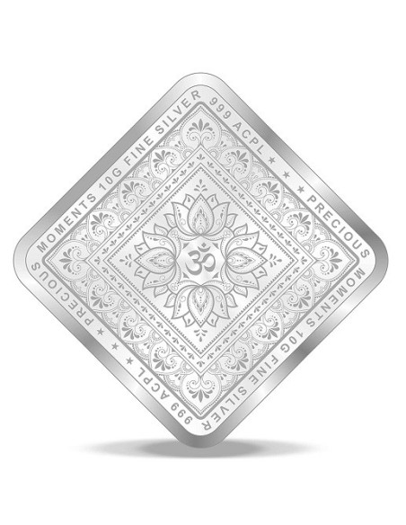 ACPL BIS Hallmarked Diamond Shape Om DesignSilver Coin Of 10 Gram in 999 Purity / Fineness