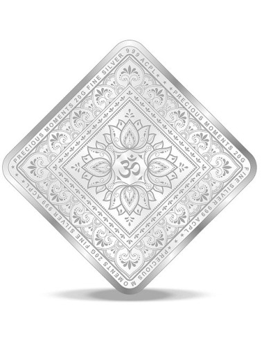 ACPL BIS Hallmarked Diamond Shape Om DesignSilver Coin Of 20 Gram in 999 Purity / Fineness