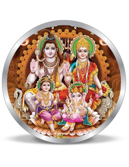 ACPL Color Shiv Pariwar BIS Hallmarked Silver Coin Of 10 Gram in 999 Purity / Fineness