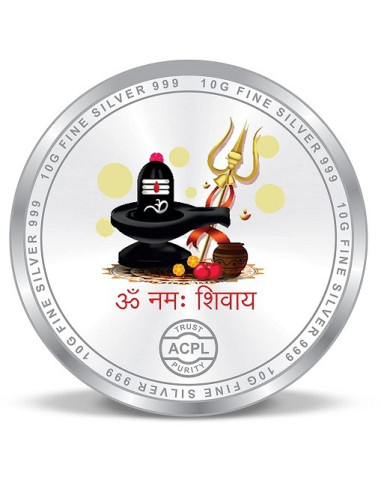 ACPL Color Shiv Parvati BIS Hallmarked Silver Coin Of 10 Gram in 999 Purity / Fineness
