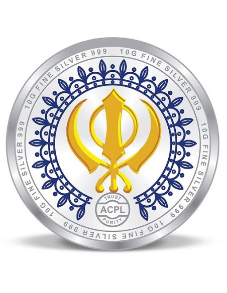 ACPL Color Guru Gobind Singh Ji BIS Hallmarked Silver Coin Of 10 Gram in 999 Purity / Fineness
