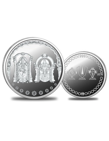 Omkar Mint Balaji Padmavati Silver Coin of 50 Grams in 999 Purity Fineness