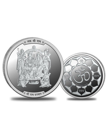 Omkar Mint Ram Darbar Silver Coin of 50 Grams in 999 Purity Fineness
