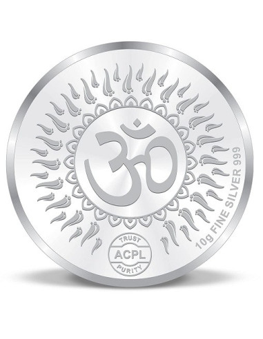 ACPL Color Lakshmi Ganesh BIS Hallmarked Silver Coin Of 10 Gram in 999 Purity / Fineness