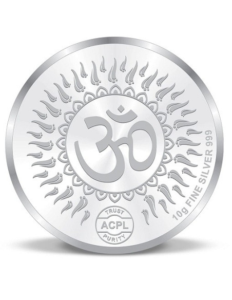 ACPL Color Lakshmi Ganesh BIS Hallmarked Silver Coin Of 10 Gram in 999 Purity / Fineness