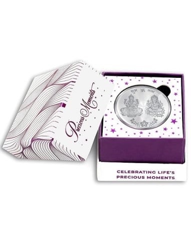 ACPL Color Lakshmi Ganesh BIS Hallmarked Silver Coin Of 10 Gram in 999 Purity / Fineness
