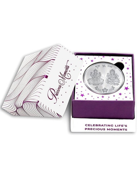 ACPL Color Lakshmi Ganesh BIS Hallmarked Silver Coin Of 10 Gram in 999 Purity / Fineness