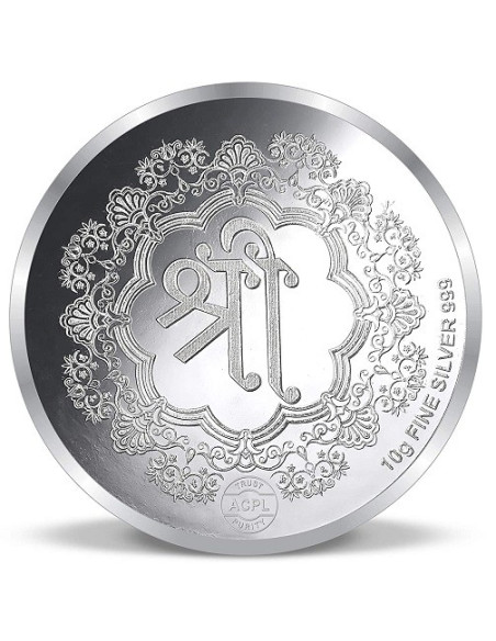 ACPL Balaji BIS Hallmarked Silver Coin Of 10 Gram in 999 Purity / Fineness