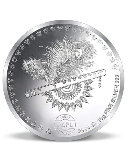 ACPL Krishna BIS Hallmarked Silver Coin Of 10 Gram in 999 Purity / Fineness