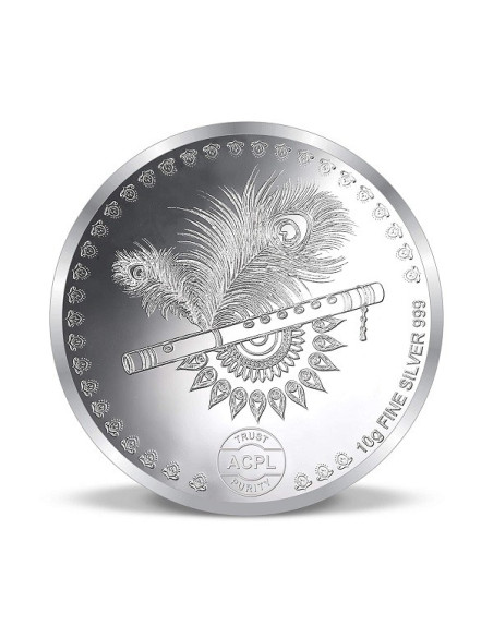 ACPL Radha Krishna BIS Hallmarked Silver Coin Of 10 Gram in 999 Purity / Fineness