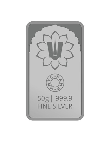 MMTC PAMP Lord Balaji Color Silver Bar of 50 Gram in 999.9 Purity / Fineness