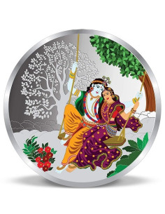 ACPL Color Radha Krishna BIS Hallmarked Silver Coin Of 10 Gram in 999 Purity / Fineness