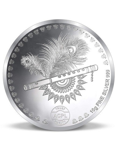 ACPL Color Radha Krishna BIS Hallmarked Silver Coin Of 10 Gram in 999 Purity / Fineness