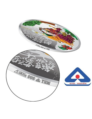 ACPL Color Radha Krishna BIS Hallmarked Silver Coin Of 10 Gram in 999 Purity / Fineness
