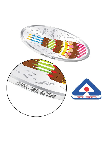 ACPL Color Happy Birthday BIS Hallmarked Silver Coin Of 10 Gram in 999 Purity / Fineness