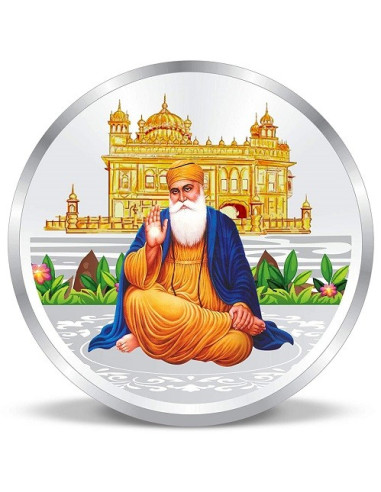 ACPL Color Shree Gurunanak Dev Ji BIS Hallmarked Silver Coin Of 10 Gram in 999 Purity / Fineness