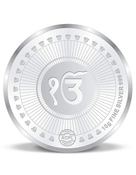 ACPL Color Shree Gurunanak Dev Ji BIS Hallmarked Silver Coin Of 10 Gram in 999 Purity / Fineness