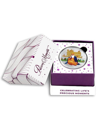 ACPL Color Shree Gurunanak Dev Ji BIS Hallmarked Silver Coin Of 10 Gram in 999 Purity / Fineness