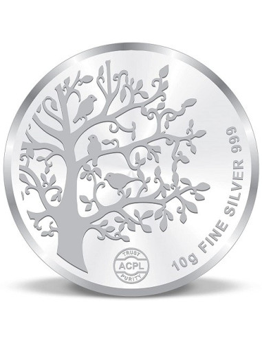 ACPL Banyan Tree BIS Hallmarked Silver Coin Of 10 Gram in 999 Purity / Fineness