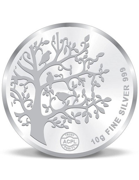 ACPL Banyan Tree BIS Hallmarked Silver Coin Of 10 Gram in 999 Purity / Fineness