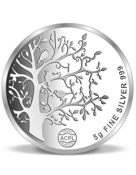 ACPL Banyan Tree BIS Hallmarked Silver Coin Of 5 Gram in 999 Purity / Fineness