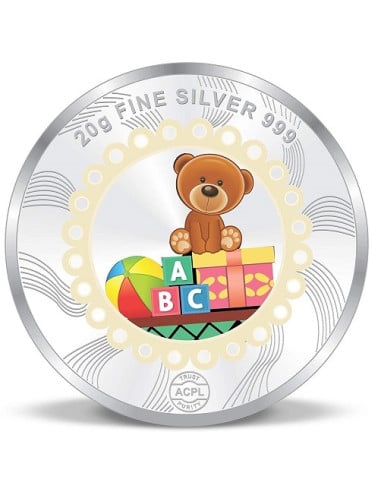 ACPL Color New Born Baby BIS Hallmarked Silver Coin Of 20 Gram in 999 Purity / Fineness