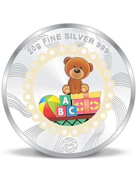ACPL Color New Born Baby BIS Hallmarked Silver Coin Of 20 Gram in 999 Purity / Fineness