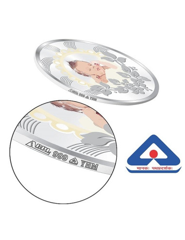 ACPL Color New Born Baby BIS Hallmarked Silver Coin Of 20 Gram in 999 Purity / Fineness