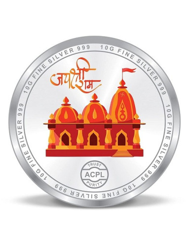 ACPL Color Ram Darbar BIS Hallmarked Silver Coin Of 10 Gram in 999 Purity / Fineness
