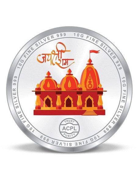ACPL Color Ram Darbar BIS Hallmarked Silver Coin Of 10 Gram in 999 Purity / Fineness