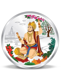 ACPL Color Hanuman Ji BIS Hallmarked Silver Coin Of 20 Gram in 999 Purity / Fineness