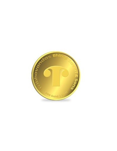 Tribhovandas Bhimji Zaveri & Sons Gold Coin Of 1 Gram 24Kt Gold 999 Purity Fineness