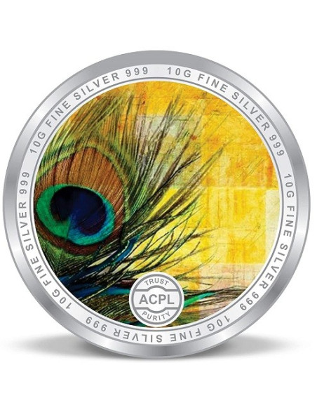 ACPL Color Radha Krishna BIS Hallmarked Silver Coin Of 10 Gram in 999 Purity / Fineness