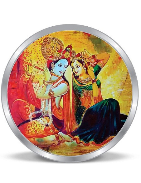ACPL Color Radha Krishna BIS Hallmarked Silver Coin Of 10 Gram in 999 Purity / Fineness