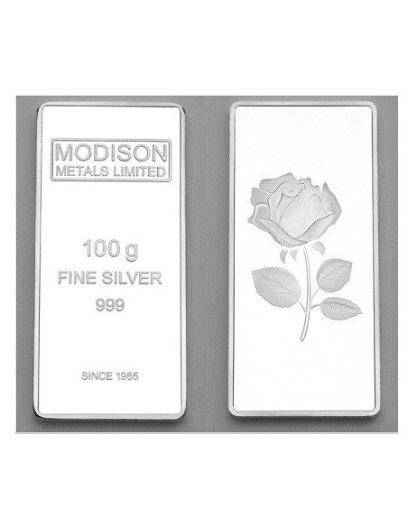 Modison Silver Bar of 100 Grams in 999 Purity /Fineness in Capsule