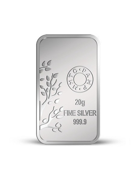 MMTC-PAMP Banyan Tree Silver Ingot Bar of 20 Gram in 999.9 Purity / Fineness in Certi Card