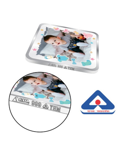 ACPL Personalised BIS Hallmarked New Born Baby Boy Silver Square Coin Of 20 Gram in 999 Purity / Fineness