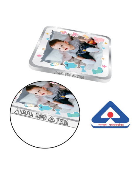ACPL Personalised BIS Hallmarked New Born Baby Boy Silver Square Coin Of 20 Gram in 999 Purity / Fineness