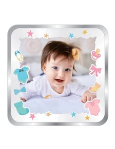 ACPL Personalised BIS Hallmarked New Born Baby Girl Silver Square Coin Of 20 Gram in 999 Purity / Fineness