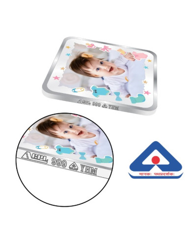 ACPL Personalised BIS Hallmarked New Born Baby Girl Silver Square Coin Of 20 Gram in 999 Purity / Fineness