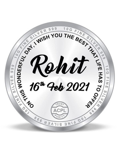 ACPL Personalised BIS Hallmarked Happy Birthday Silver Coin Of 10 Gram in 999 Purity / Fineness